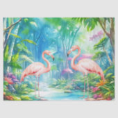 Mooie tropische roze flamingo's decoupage tissuepapier (Voorkant)