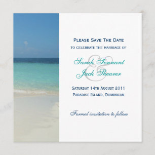 Mooie Tropische strand bespaart de datum Save The Date