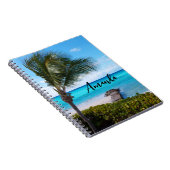 Mooie tropische strand briesende palmboom notitieboek (Rechterzijde)