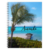 Mooie tropische strand briesende palmboom notitieboek (Voorkant)