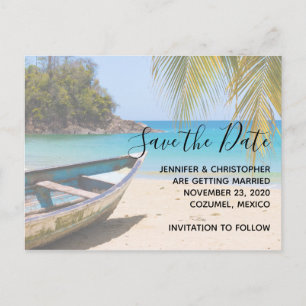 Mooie Tropische Strand Bruiloft Save the Date Uitnodiging Briefkaart