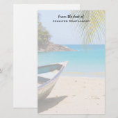 Mooie Tropische strand met een roeiboot Briefpapier (Voorkant / Achterkant)
