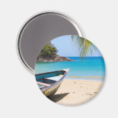 Mooie Tropische strand met een roeiboot Magneet (Voorkant / Achterkant)