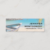 Mooie Tropische strand met een roeiboot Mini Visitekaartje (Voorkant)