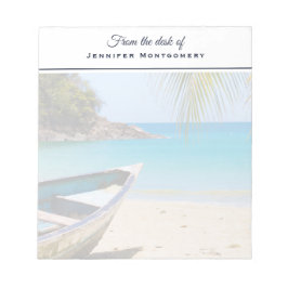 Mooie Tropische strand met een roeiboot Notitieblok