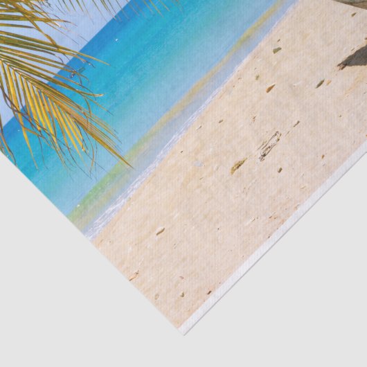 Mooie Tropische strand met een roeiboot Tissuepapier (Detail)