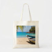 Mooie Tropische strand met een roeiboot Tote Bag (Voorkant)