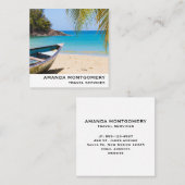 Mooie Tropische strand met een roeiboot Vierkante Visitekaartje (Voorkant / Achterkant)