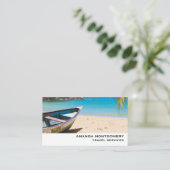 Mooie Tropische strand met een roeiboot Visitekaartje (Staand voorkant)