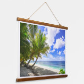 Mooie Tropische strand met palmbomen Hangend Wandkleed (Gebogen)