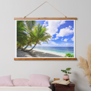 Mooie Tropische strand met palmbomen Hangend Wandkleed