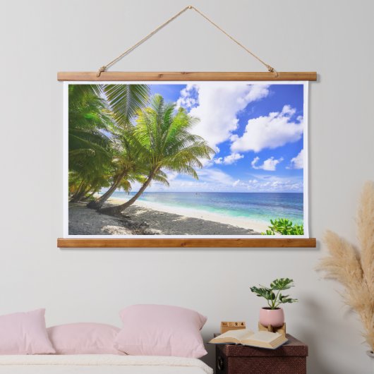Mooie Tropische strand met palmbomen Hangend Wandkleed (Slaapkamer)