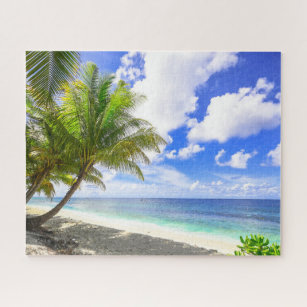Mooie Tropische strand met palmbomen Legpuzzel