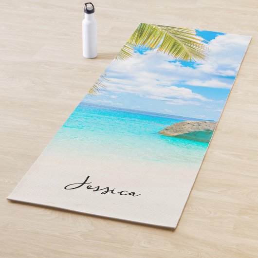 Mooie Tropische Strand met Script Yogamat