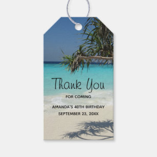 Mooie Tropische Strand Oceaan Paradijs Verjaardag Cadeaulabel
