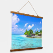 Mooie tropische strand van het eiland Beach Hangin Hangend Wandkleed (Gebogen)