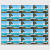 Mooie Tropische Strand Waaier P almboom Patroon Cadeaupapier (Vlak)