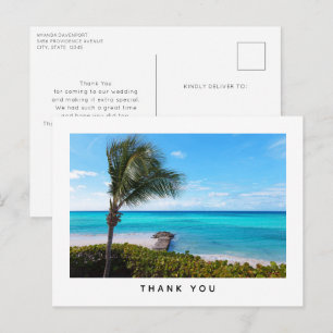 Mooie Tropische Strand Winderige Palm Bedankt Briefkaart