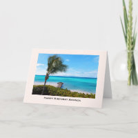 Mooie Tropische Strand Winderige Palmboom Verjaard