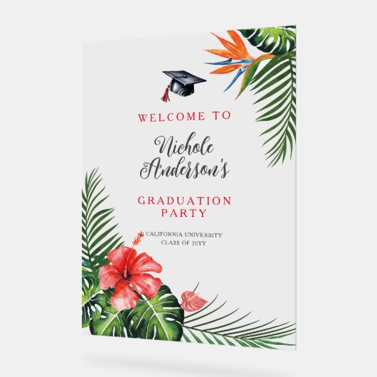 Mooie tropische thema Afstuderen welkomstbord Acryl Bord (Hoek)