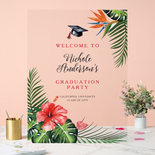 Mooie tropische thema Afstuderen welkomstbord Acryl Bord (Huwelijk)