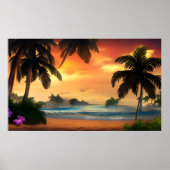 Mooie tropische uitzicht oceaanpalmen 2 poster (Voorkant)