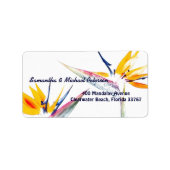 Mooie tropische vogel van het paradijs Bloemen Etiket (Voorkant)