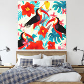 Mooie tropische vogels schilderkunst canvas pri (Insitu (Slaapkamer))