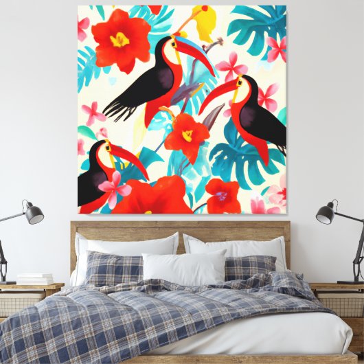 Mooie tropische vogels schilderkunst canvas pri (Insitu (Slaapkamer))