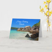 Mooie Tropische Zee Rocky Coastline Birthday Kaart (Gele Bloem)