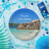 Mooie Tropische Zee Rocky Coastline Birthday Papieren Bordje (Feest)