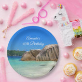 Mooie Tropische Zee Rocky Coastline Birthday Papieren Bordje (Feest)