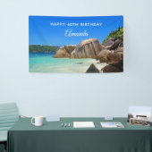 Mooie Tropische Zee Rocky Coastline Birthday Spandoek (Beurs)