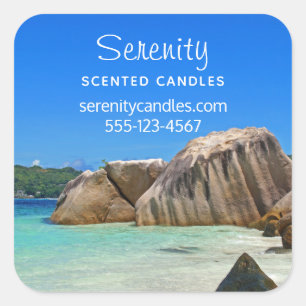 Mooie Tropische Zee Rocky Coastline Business Vierkante Sticker