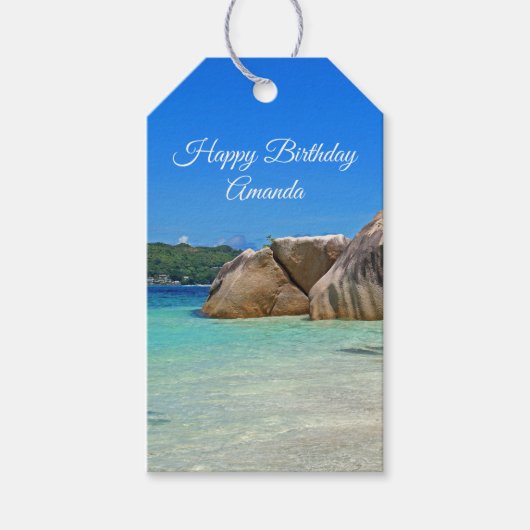 Mooie Tropische Zee Rocky Coastline Cadeaulabel (Voorkant)