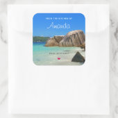 Mooie Tropische Zee Rocky Coastline Kitchen Vierkante Sticker (Tas)