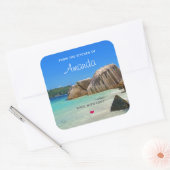 Mooie Tropische Zee Rocky Coastline Kitchen Vierkante Sticker (Envelop)