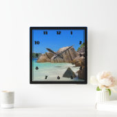 Mooie Tropische Zee Rocky Coastline Vierkante Klok (Huis)