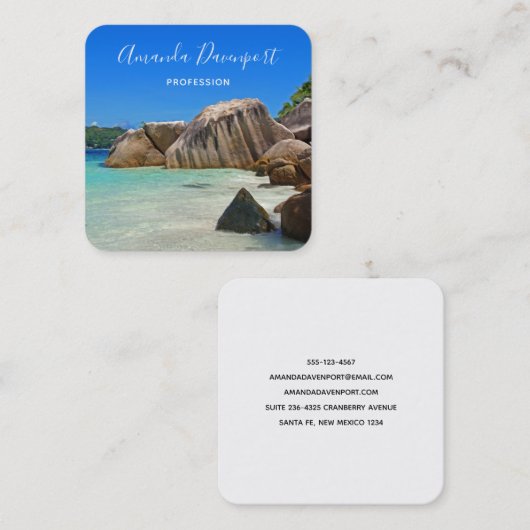 Mooie Tropische Zee Rocky Coastline Vierkante Visitekaartje (Voorkant / Achterkant)