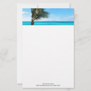 Mooie Tropische Zee Winderige Palmboom Briefpapier