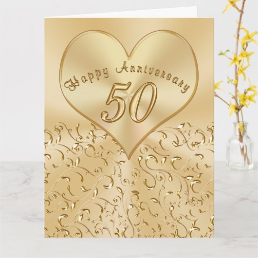 Mooie trouwdagkaarten 50 jaar getrouwd, 3 formaten kaart (Gele Bloem)