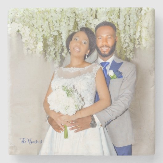 Mooie trouwfoto stenen onderzetter (Voorkant)