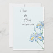 Mooie trouwkaart, blauw, blauwe bloemen kaart (Achterkant)