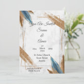 Mooie trouwkaart, goud, blauw, wit kaart (Staand voorkant)