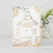 Mooie trouwkaart, gouden lijnkunst kaart (Staand voorkant)