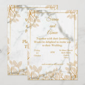 Mooie trouwkaart, gouden lijnkunst kaart (Voorkant / Achterkant)