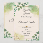 Mooie trouwkaart, groene aquarel kaart (Voorkant / Achterkant)