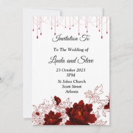 Mooie trouwkaart, rode bloemen kaart