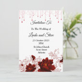 Mooie trouwkaart, rode bloemen kaart (Staand voorkant)