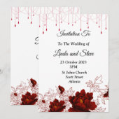 Mooie trouwkaart, rode bloemen kaart (Voorkant / Achterkant)